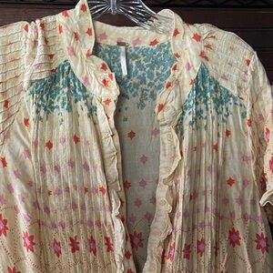 Bohemian Floral Ruffle Blouse